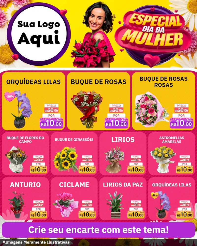 Modelo de Rede Social para Feed Instagram com o tema Especial Dia da Mulher para Floricultura e jardim