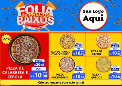 Modelo de Encarte para Encarte A4 Horizontal com o tema Folia de Preços Baixos para Pizzaria