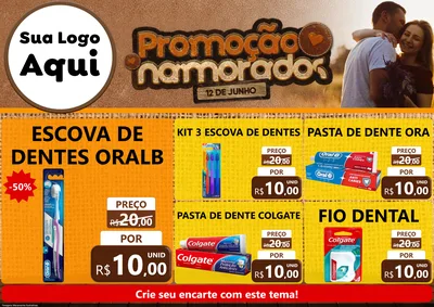 Modelo de Encarte para Encarte A4 Horizontal com o tema Promoção Namorados para Higiene Pessoal