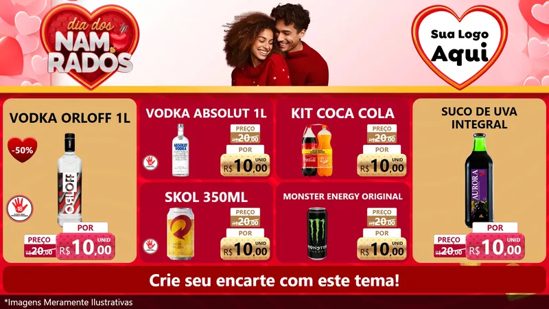 Modelo de TV para TV Horizontal com o tema Dia dos Namorados para Distribuidora de bebidas