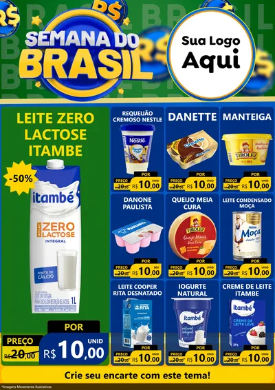 Modelo de Encarte para Encarte A4 Vertical com o tema Semana Do Brasil para Frios e Laticínios