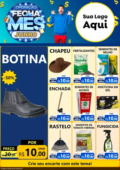 Modelo de Encarte para Encarte A4 Vertical com o tema Operação Fecha Mês, Junho para Agropecuária