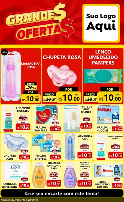 Modelo de Encarte para Encarte Grande com o tema Grandes Ofertas para Bebês