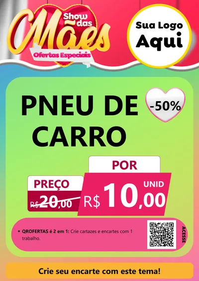 Modelo de Cartaz para Cartaz A4 Vertical com o tema Show das Mães - Ofertas Especiais para Auto peças