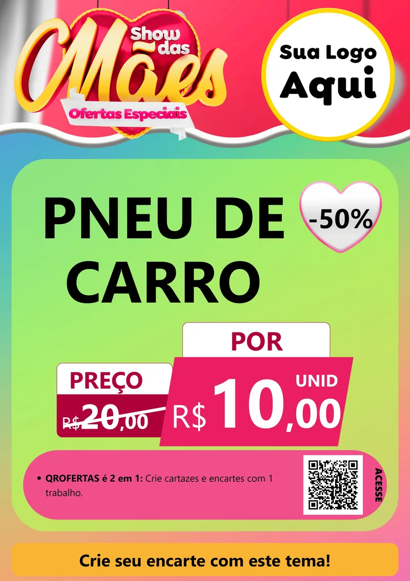 Modelo de Cartaz para Cartaz A4 Vertical com o tema Show das Mães - Ofertas Especiais para Auto peças