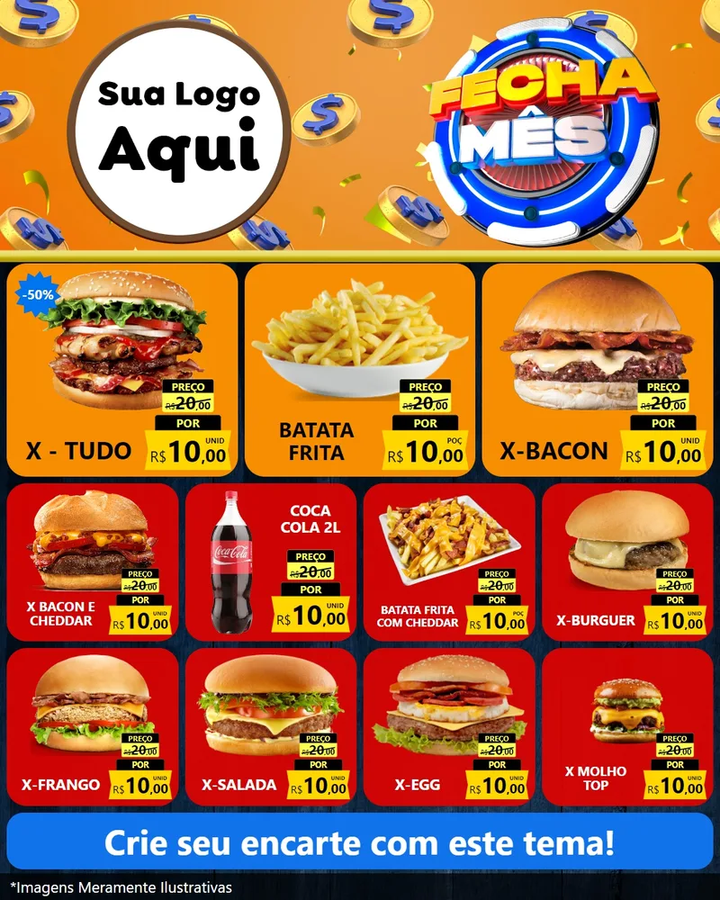 Modelo de Rede Social para Feed Instagram com o tema Fecha Mês para Hamburgueria