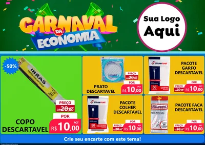 Modelo de Encarte para Encarte A4 Horizontal com o tema Carnaval da Economia para Embalagens