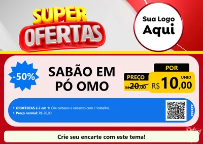 Modelo de Cartaz para Cartaz A4 Horizontal com o tema Super Ofertas para Produtos de Limpeza