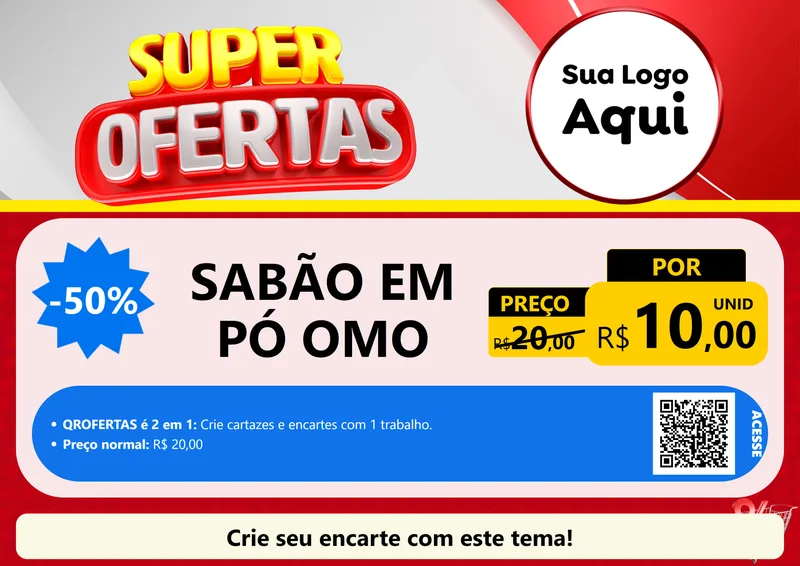 Modelo de Cartaz para Cartaz A4 Horizontal com o tema Super Ofertas para Produtos de Limpeza