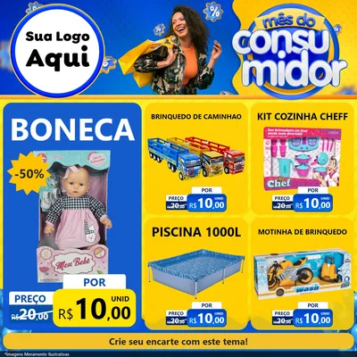 Modelo de Rede Social para Feed Facebook com o tema Mês do Consumidor para Brinquedos