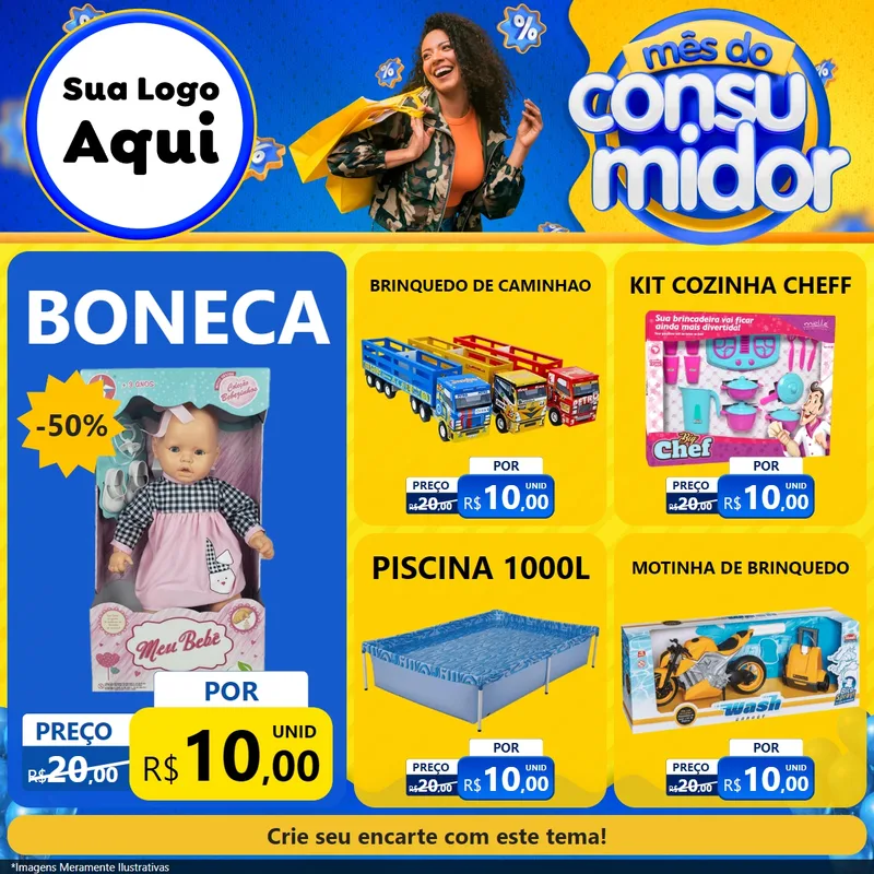 Modelo de Rede Social para Feed Facebook com o tema Mês do Consumidor para Brinquedos