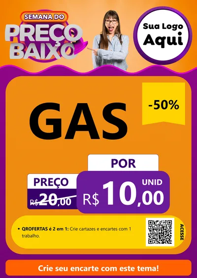 Modelo de Cartaz para Cartaz A4 Vertical com o tema Semana do Preço Baixo para Água e gás