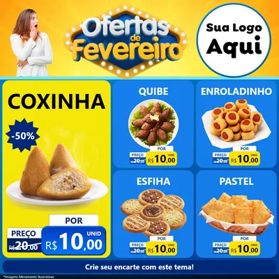 Modelo de Rede Social para Feed Facebook com o tema Ofertas de Fevereiro para Salgadaria