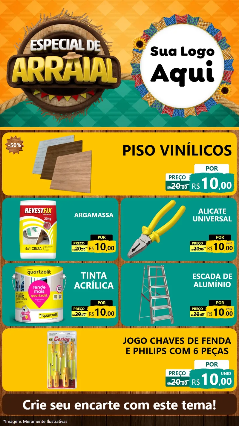 Modelo de TV para TV Vertical com o tema Especial De Arraial para Material para Construção