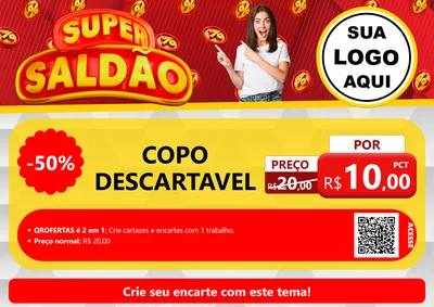 Modelo de Cartaz para Cartaz A4 Horizontal com o tema Super Saldão para Embalagens