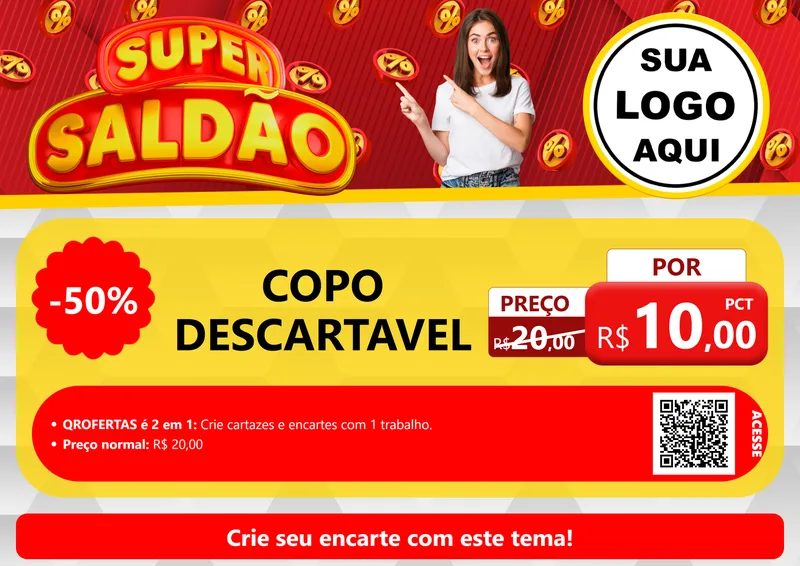 Modelo de Cartaz para Cartaz A4 Horizontal com o tema Super Saldão para Embalagens