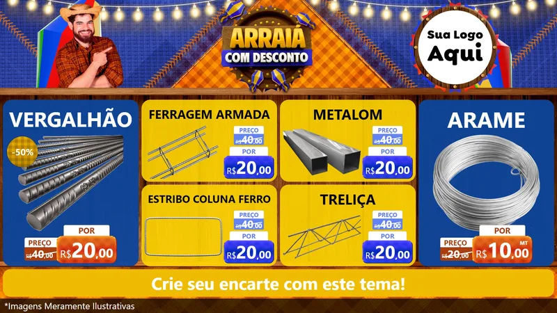 Modelo de TV para TV Horizontal com o tema Arraiá Com Desconto para Ferragens