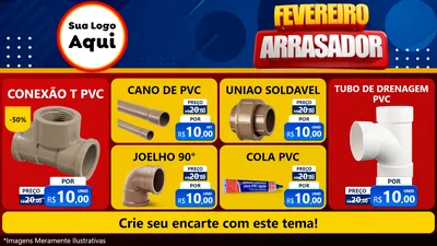 Modelo de TV para TV Horizontal com o tema Fevereiro Arrasador para Tubos e conexões