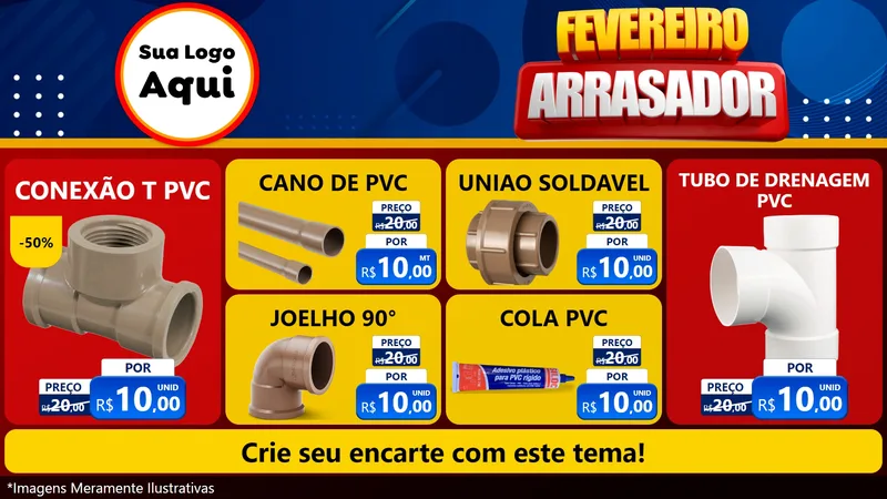 Modelo de TV para TV Horizontal com o tema Fevereiro Arrasador para Tubos e conexões