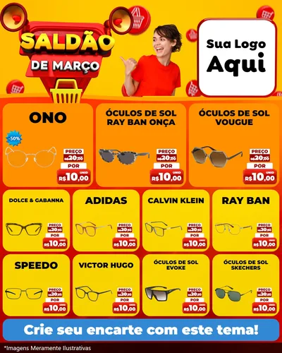 Modelo de Rede Social para Feed Instagram com o tema Saldão de Março para Óticas