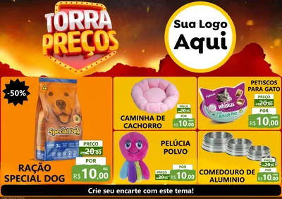Modelo de Encarte para Encarte A4 Horizontal com o tema Torra Preços para Pet Shop