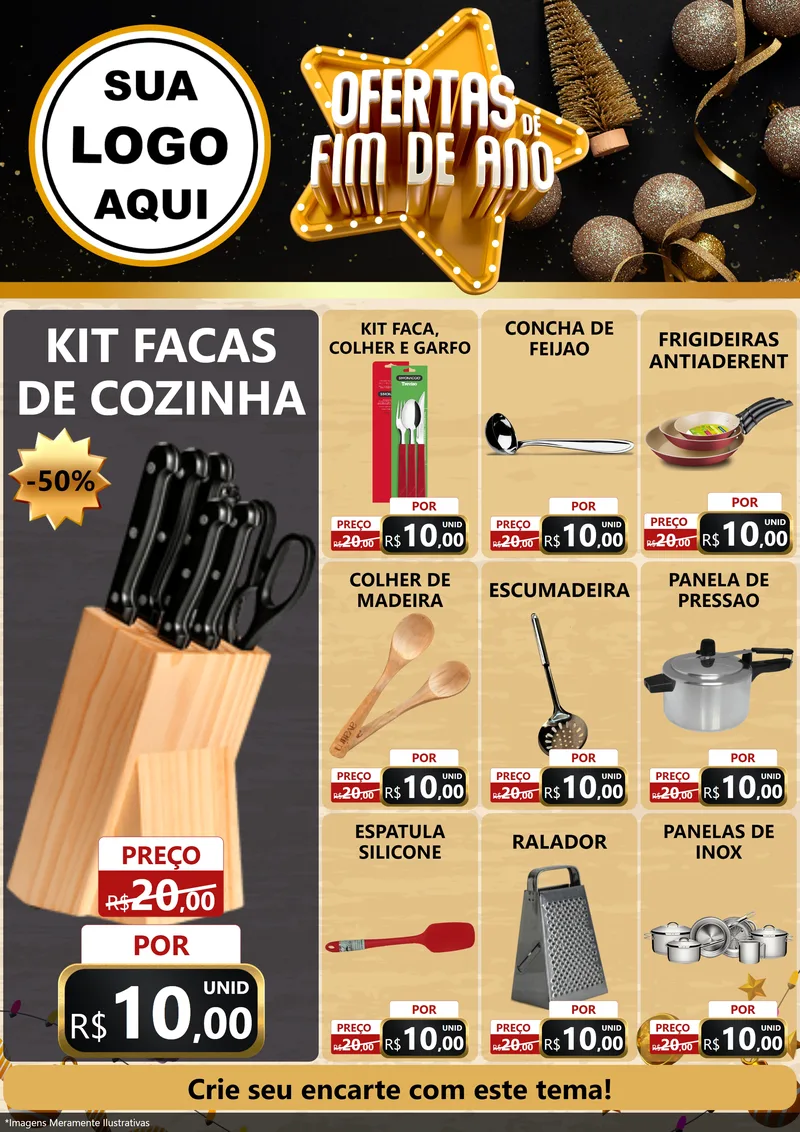 Modelo de Encarte para Encarte A4 Vertical com o tema Ofertas de Fim de Ano para Utilidades Domésticas