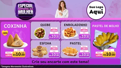 Modelo de TV para TV Horizontal com o tema Especial Semana da Mulher para Salgadaria