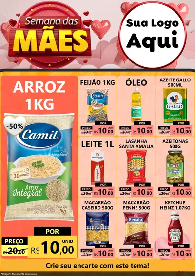 Modelo de Encarte para Encarte A4 Vertical com o tema Semana das Mães para Supermercado