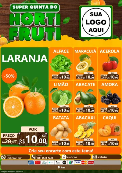 Modelo de Encarte para Encarte A4 Vertical com o tema Super Quinta do Hortifruti para Hortifrúti