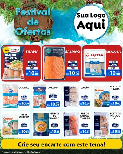 Modelo de Rede Social para Feed Instagram com o tema Festival de Ofertas - Inverno para Peixaria