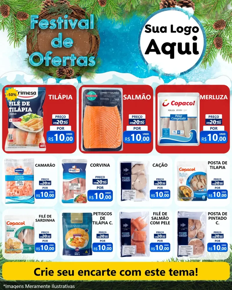Modelo de Rede Social para Feed Instagram com o tema Festival de Ofertas - Inverno para Peixaria