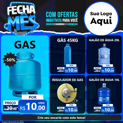 Modelo de Rede Social para Feed Facebook com o tema Fecha Mês para Água e gás
