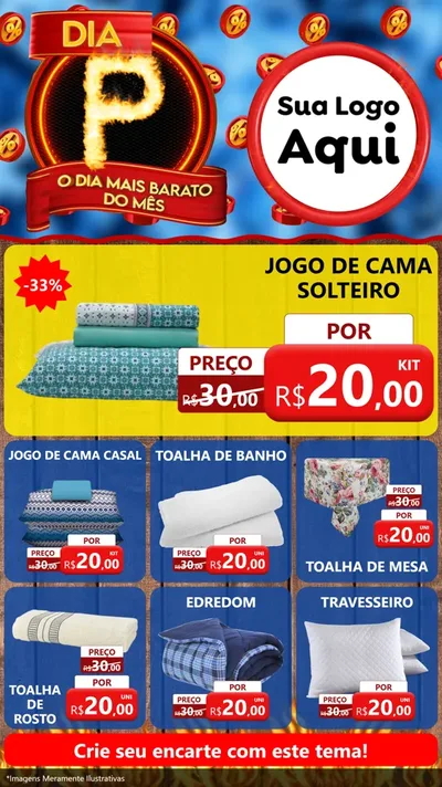 Modelo de Rede Social para Stories com o tema Dia P - O Dia Mais Barato Do Mês para Cama, Mesa e Banho