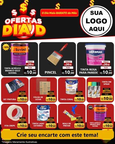 Modelo de Rede Social para Feed Instagram com o tema Ofertas Dia D para Tintas e Ferramentas