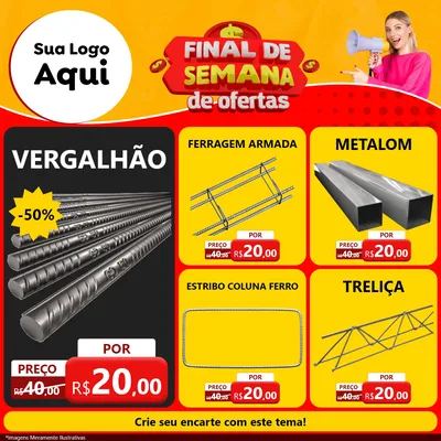 Modelo de Rede Social para Feed Facebook com o tema Final de Semana de Ofertas para Ferragens