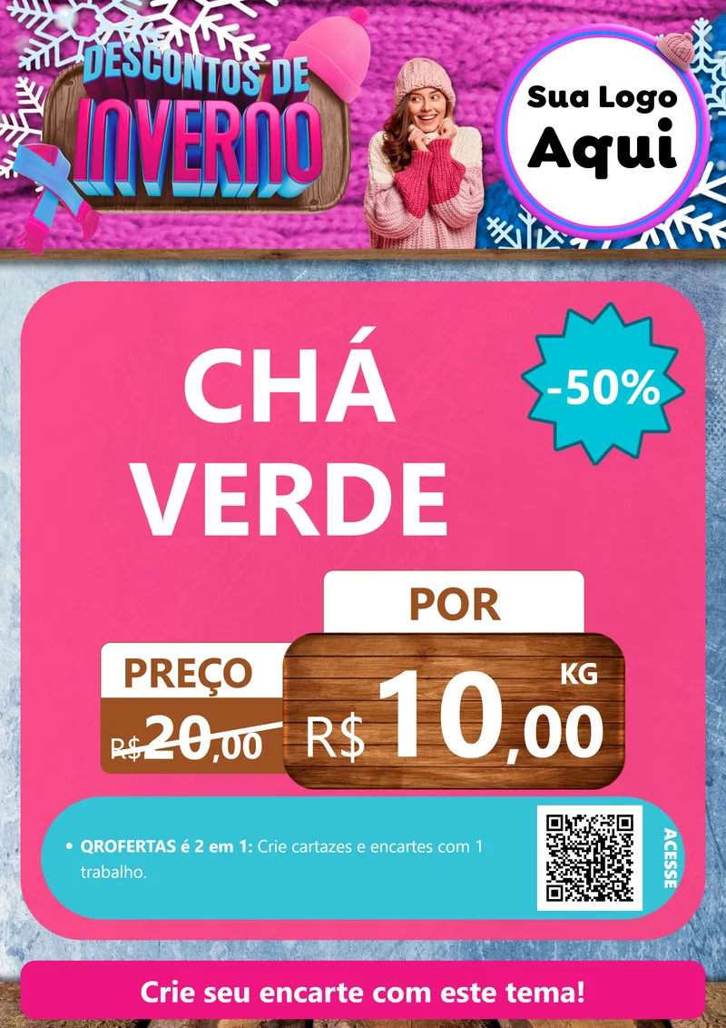 Modelo de Cartaz para Cartaz A4 Vertical com o tema Descontos de Inverno para Produtos Naturais