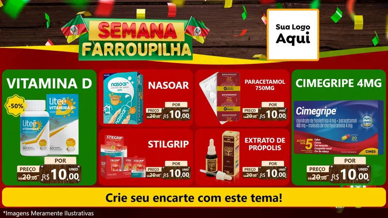 Modelo de TV para TV Horizontal com o tema Semana Farroupilha para Farmácia