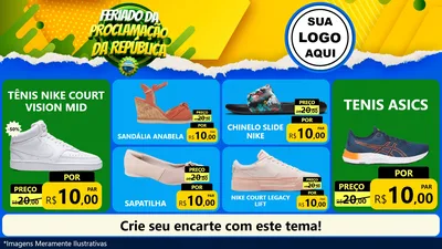 Modelo de TV para TV Horizontal com o tema Feriado da Proclamação da República para Calçados