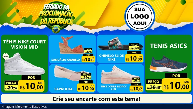 Modelo de TV para TV Horizontal com o tema Feriado da Proclamação da República para Calçados