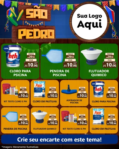 Modelo de Rede Social para Feed Instagram com o tema São Pedro para Produtos para Piscina