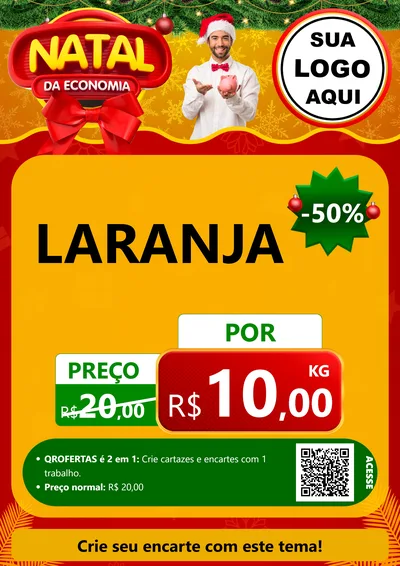 Modelo de Cartaz para Cartaz A4 Vertical com o tema Natal da Economia para Hortifrúti