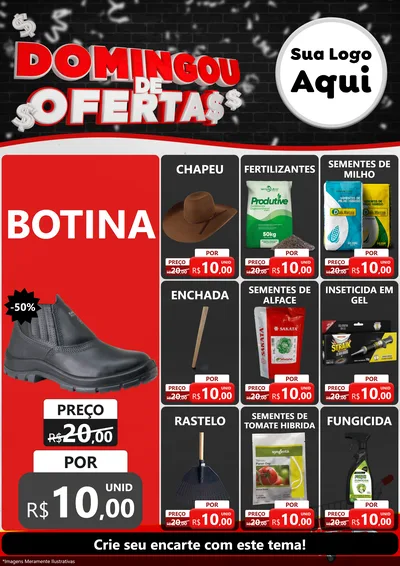 Modelo de Encarte para Encarte A4 Vertical com o tema Domingou de Ofertas para Agropecuária