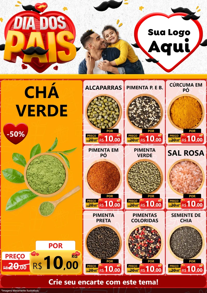 Modelo de Encarte para Encarte A4 Vertical com o tema Dia dos Pais para Produtos Naturais