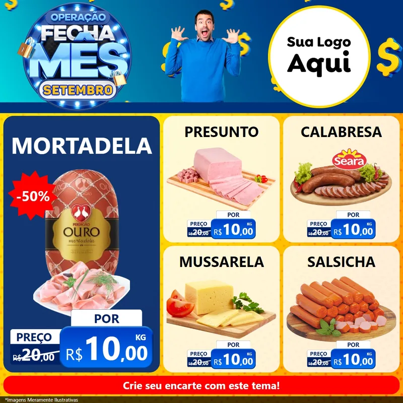 Modelo de Rede Social para Feed Facebook com o tema Operação Fecha Mês Setembro para Frios e Laticínios