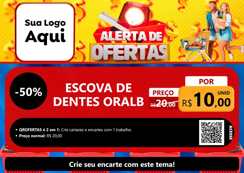 Modelo de Cartaz para Cartaz A4 Horizontal com o tema Alerta de Ofertas para Higiene Pessoal