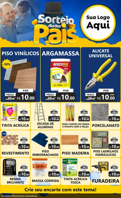Modelo de Encarte para Encarte Grande com o tema Sorteio Dia Dos Pais para Material para Construção