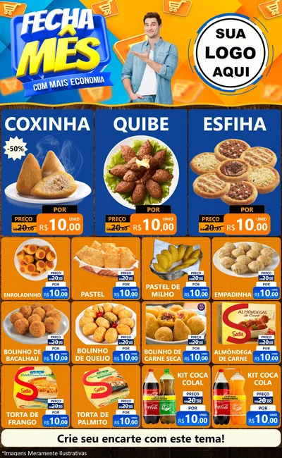 Modelo de Encarte para Encarte Grande com o tema Fecha Mês Com Mais Economia para Salgadaria