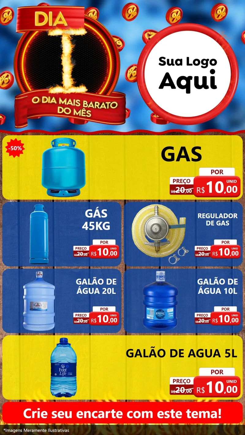 Modelo de TV para TV Vertical com o tema Dia I - O Dia Mais Barato Do Mês para Água e gás