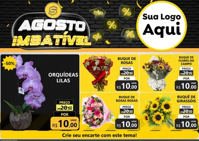 Modelo de Encarte para Encarte A4 Horizontal com o tema Agosto Imbatível para Floricultura e jardim