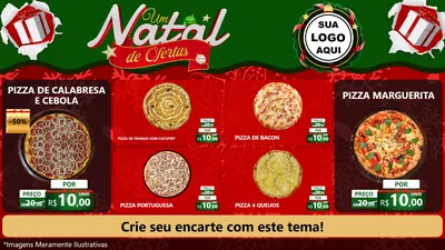 Modelo de TV para TV Horizontal com o tema Um Natal de Ofertas para Pizzaria